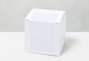 Papieren doos wit rechthoekige sticker - set van 24