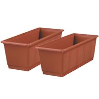 Set van 5x stuks plantenbakken terracotta rechthoekig 40 x 17,5 x 14,5 cm - thumbnail