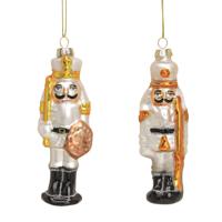 Kersthangers notenkrakers soldaten - 2x st - 12 cm - glas - kerstornamenten