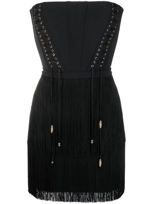 Elisabetta Franchi robe bustier à franges - Noir