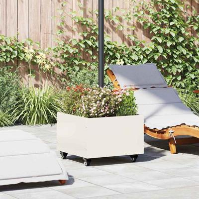 Parasolbasis met plantenbak Wit 45 x 45 x 45 cm Staal