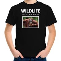 Orang oetan aap t-shirt met dieren foto wildlife of the world zwart voor kinderen