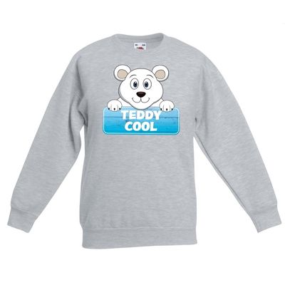 Sweater grijs voor kinderen met Teddy Cool de ijsbeer