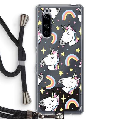 Rainbow Unicorn: Sony Xperia 5 Transparant Hoesje met koord