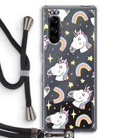 Rainbow Unicorn: Sony Xperia 5 Transparant Hoesje met koord