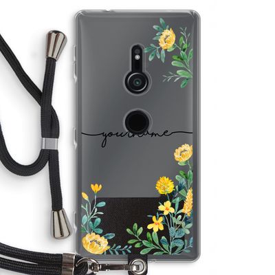 Gele bloemen: Sony Xperia XZ2 Transparant Hoesje met koord