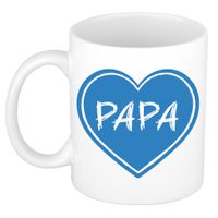 Liefste papa verjaardag cadeau mok - blauw hartje - 300 ml - keramiek - Vaderdag   -