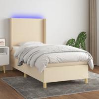 Boxspring met matras en LED stof crèmekleurig 100x200 cm