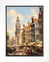 Urban Cotton Wandkleed 'Amsterdam' 145 x 190cm in Floating Frame - black
