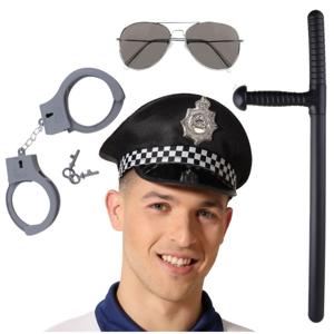 Politie agent verkleed set - 4 delig - volwassenen - politiepet en accessoires