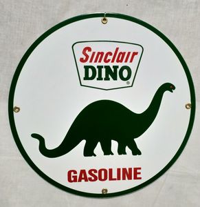 Sinclair Dino Gasoline Emaille Bord Rond