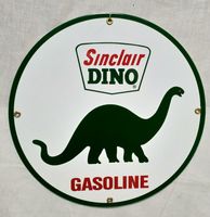 Sinclair Dino Gasoline Emaille Bord Rond - thumbnail