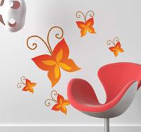 Sticker decoratie rode vlinders