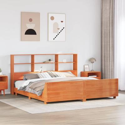 Bedframe zonder matras massief grenenhout wasbruin 180x200 cm