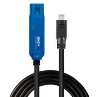 LINDY USB-kabel USB 3.2 Gen1 USB-A bus, USB-C stekker 8.00 m Zwart/blauw 43381