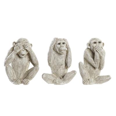 Decoratieve figuren DKD Home Decor Beige Wit Hars (14,5 x 11 x 19 cm) (3 Stuks)
