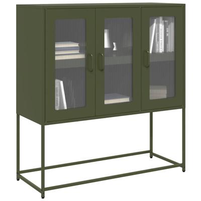 Dressoir 100,5x39x107 cm koudgewalst staal olijfgroen
