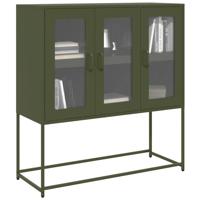 Dressoir 100,5x39x107 cm koudgewalst staal olijfgroen