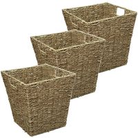 5Five Rieten opbergmand - 3x - gevlochten - beige/zwart - 31 x 31 x 31 cm - thumbnail