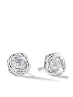 David Yurman puces d'oreilles Infinity en or blanc 18ct pavées de diamants (6,8 mm) - Argent - thumbnail