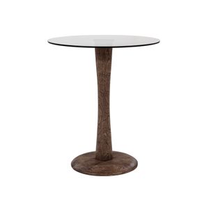 By-Boo Bijzettafel 'Boogie' Mangohout en glas, 60cm, kleur Bruin