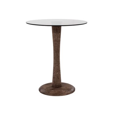 By-Boo Bijzettafel 'Boogie' Mangohout en glas, 60cm, kleur Bruin