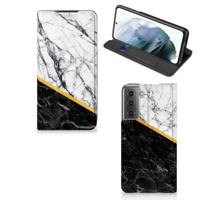 Samsung Galaxy S21 FE | Standcase | Marmer Wit Zwart - Origineel Cadeau Man