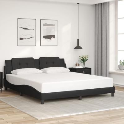 Bedframe met hoofdbord kunstleer zwart 180x200 cm