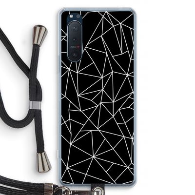 Geometrische lijnen wit: Sony Xperia 5 II Transparant Hoesje met koord
