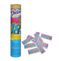 Party popper/confetti shooter - verjaardag 18 jaar - papier - multi kleuren - 20 cm