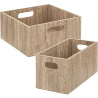 Set van 2x stuks opbergmanden/kastmanden 7 en 14 liter naturel van hout 31 cm