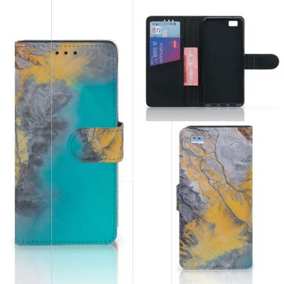 Huawei Ascend P8 Lite | Bookcase | Marble Blue Gold