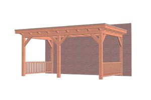 Trendhout Aanbouwveranda Lucca 555x325 cm - Plat dak - Combinatie 1- - Onbehandeld lariks Douglas hout- Trendhout
