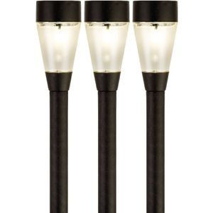 3x Buiten/tuin LED zwarte stekers Jive solar verlichting 32 cm