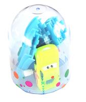 Robetoy auto met racebaan jongens 7 cm blauw/geel 9 delig - thumbnail