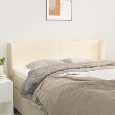 Hoofdbord met randen 147x16x78/88 cm kunstleer crèmekleurig