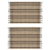 Set van 4x stuks placemats bamboe met franjes zwart 45 x 30 cm - Placemats - thumbnail