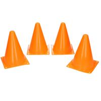 Pionnen - 4x stuks - oranje - 17 cm - plastic - pionnetjes - sport/voetbal training