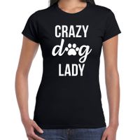 Crazy dog lady hondenvrouw hond t-shirt zwart voor dames - thumbnail