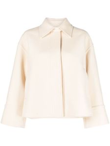 Jil Sander veste crop en laine à col pointu - Blanc