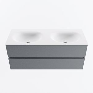 MONDIAZ VICA 120cm badmeubel onderkast Plata 2 lades. Wastafel MOON dubbel 2 kraangaten, kleur Talc.