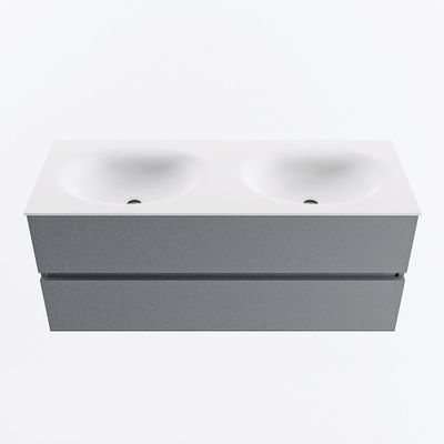 MONDIAZ VICA 120cm badmeubel onderkast Plata 2 lades. Wastafel MOON dubbel 2 kraangaten, kleur Talc.