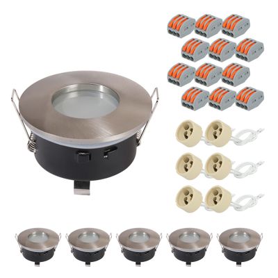 HOFTRONIC™ Set van 6 Vista LED inbouwspots - Spot armatuur - GU10 fitting - IP44 waterdicht - LED inbouwspot badkamer en keuken - Grijs