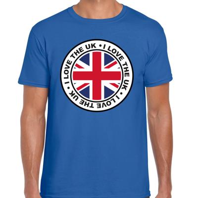 Verkleed T-shirt voor heren - I Love The UK - blauw - voetbal supporter - themafeest