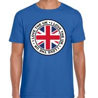 Verkleed T-shirt voor heren - I Love The UK - blauw - voetbal supporter - themafeest