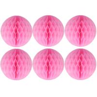 Papieren kerstballen - 6x - roze - 10 cm - kerstversiering