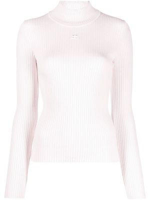 Courrèges pull Reedition en maille nervurée - Rose