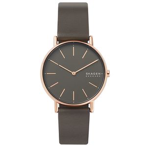 Skagen SKW2794 Horloge Signatur staal-leder rosekleurig-grijs 38 mm