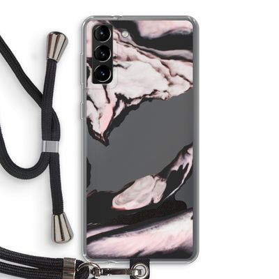 Roze stroom: Samsung Galaxy S21 Plus Transparant Hoesje met koord