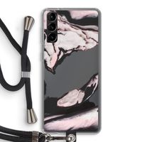 Roze stroom: Samsung Galaxy S21 Plus Transparant Hoesje met koord